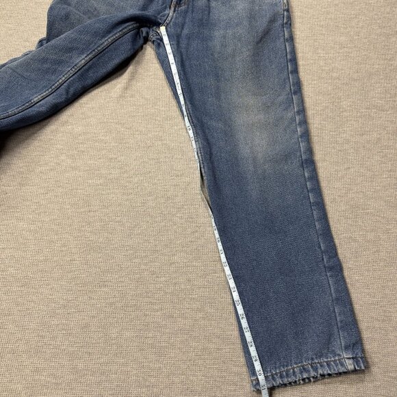 Key Jeans Mens Blue Denim Straight Leg Pants Flannel Lined Pockets Size 34X32 - Picture 11 of 12